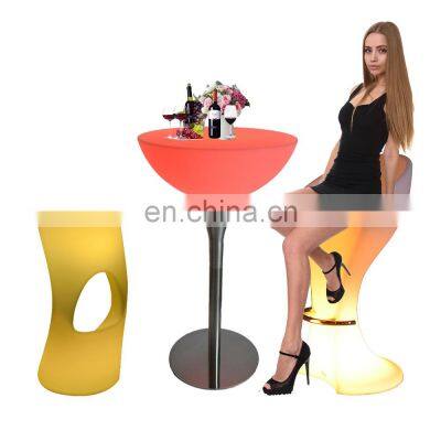 Led Funny Bar Stool /Modern RGB LED Bar Furniture Colors Changing Plastic Light Up Single LED Cafe Table and Chairs