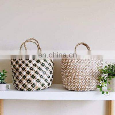 Beautiful and functional Seagrass  Bag, Natural Woven Beach Bag, Round Straw Summer basket Vietnam Supplier