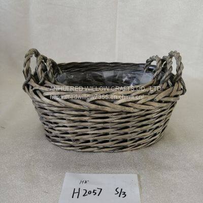 Home Garden Handmade Flower Planter Baskets /Grey Wicker Baskets