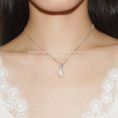 S925 Sterling Silver Necklace Women's Pearl Collarbone Chain photo-3