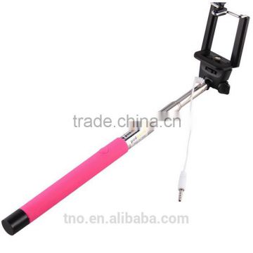 2015 new product monopod selfie stick with cable for mobile phone