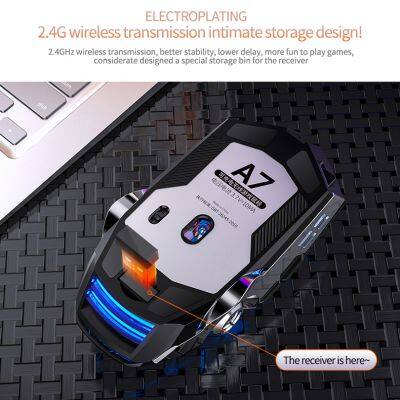 New Cheapest Computer Mouse A7 2.4ghz Rechargeable Rgb Wireless Gaming Mouse Mini Portable Anti Slip Silent Mouse photo-4