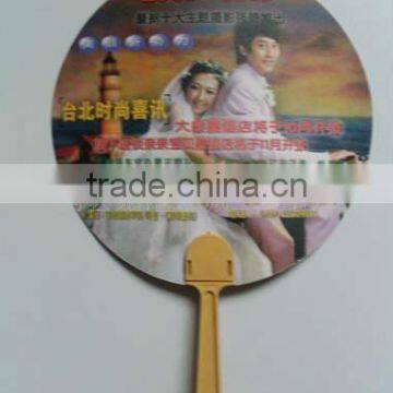 Round Plastic Advertising Fan, Hand-held PP fan, advertising hand-held fan