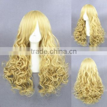 High Quality 55cm Medium Long Wave Lolita wig Light Yellow Synthetic Anime Wig Cosplay Costume Hair Wig Party Wig