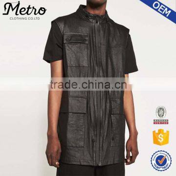 Fashion Wholesale Long Mens Leather Vest