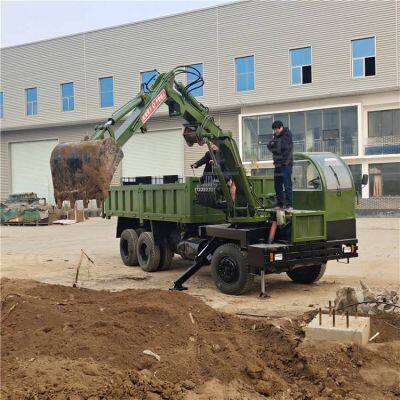 Four-wheel Drive Wheeled Excavator Attached to the Vehicle, Excavator Arm Installed on the All-terrain Transporter, 10-ton Integrated Excavator and Transporter photo-2