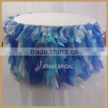 TC012G Custom Well-made Ivory White Curly Willow Table Skirt,skirt for Round Table photo-5