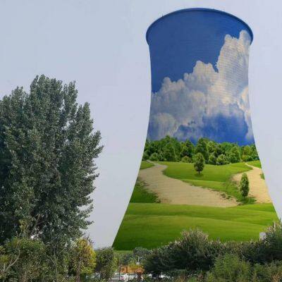 High - Altitude Wall Painting, Graffiti, and Murals on the Exterior Walls of Factories in Mayang, Huaihua. Hand - Painted Walls on Cooling Towers and Chimneys photo-2