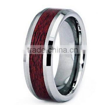 8mm Wood Center Inlay Tungsten Ring, Wood Ring