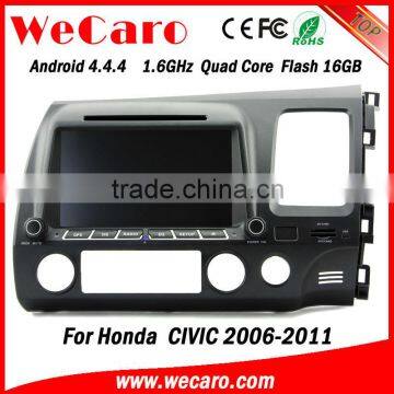 Wecaro android 4.4.4 car dvd touch screen 8" for civic steering wheel BT gps 3g TV right hand drive 2006 - 2011