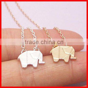 geometric cute animal pendant 925 sterling silver gold elephant necklace