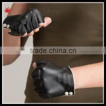 women wearing simple style fingerless leather glove