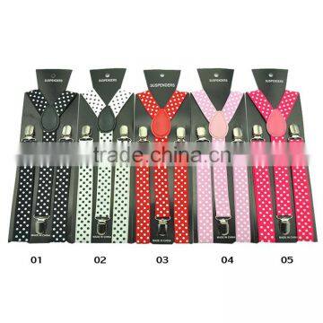 2.5cm Wide Fashion Polka Dot Pattern Suspenders Women's Men's Unisex Clip-on Braces Y-back Elastic Suspender