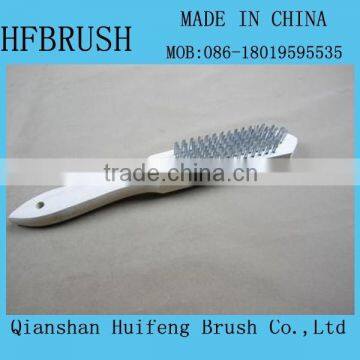 Wire bristle wooden brush