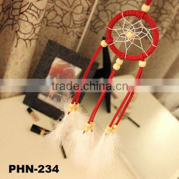Mini Dream Catcher with feathers wall hanging decoration ornament-Red
