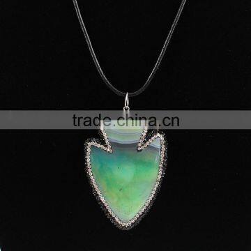 PC1612 Crystal Pave Agate Arrowhead Pendants,gemstone Pave Diamond Arrow Head Pendants photo-5