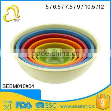 ODM and OEM cutom logo bamboo round melamine mixing bowl set                        
                                                Quality Choice