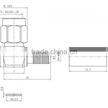 SMA Male Right Angle Coaxial Connector for RG-58U,LMR-195U,LMR-200 Cable,electrical Contact photo-5