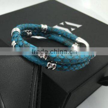 New Arrival Genuine Polished 4mm 5mm 6mm man python leather bracelet for fashion man