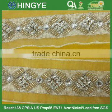 High Quality Fashion Beaded Sequin Trims With Acrylic Stone for Clothing M100 photo-2