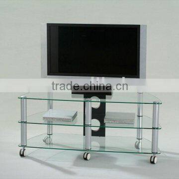 Modern TV Stand/ Glass TV Showcase with wheel