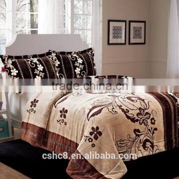 New designs 3D embossed flannel and sherpa quilt with high quality