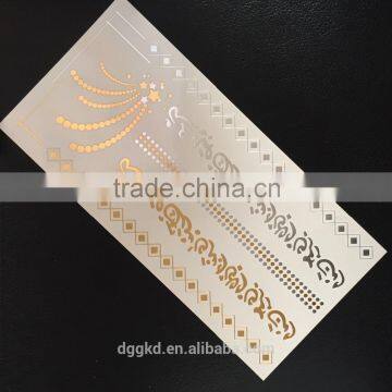 hot flash gold silver temporary metallic foil waterproof adhesive body jewelry tattoo sticker /tatoos