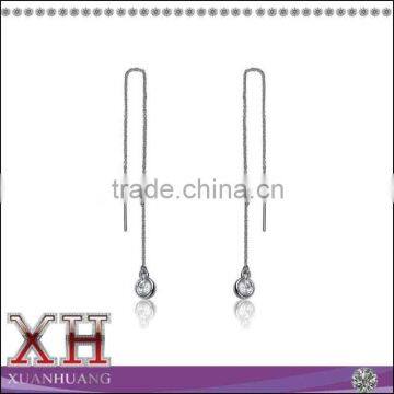 Sterling Silver Cubic Zirconia Linear Dangle Chain Earrings