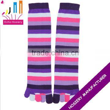 Women Funny Five Toe Socks with Stripes