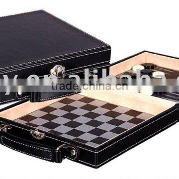 2 in1 Leather Backgammon Set with Chess Set