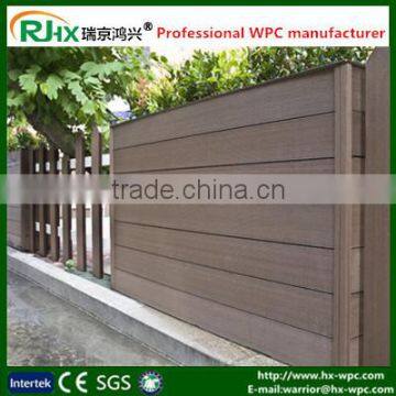 Wood plastic composite wall cladding for modern gates and fences in garden or walkway