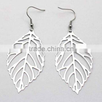 Best Selling Silver Spring Autumn Fashion Jewelry 316l Stainless Steel Leaf Earrings