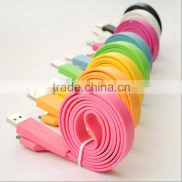 Colorful Flat Noodle USB Cable for iPhone 4 & 4S, iPhone 3GS/3G, iPad 2/iPad, iPod Touch