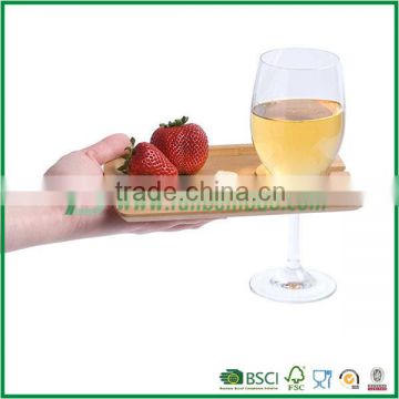 FB1-3022 bamboo serving plate with wine glass holder