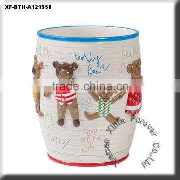 hand painting ceramic kids wastebasket