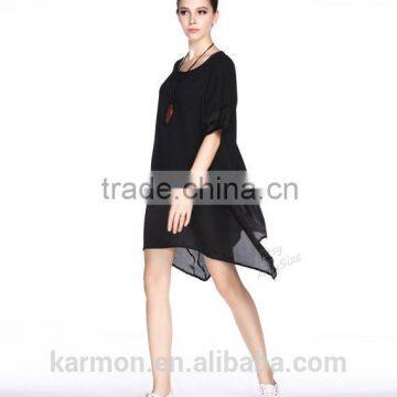 A-line Black Chiffon Dress Plus Size Dress Summer Dress photo-3