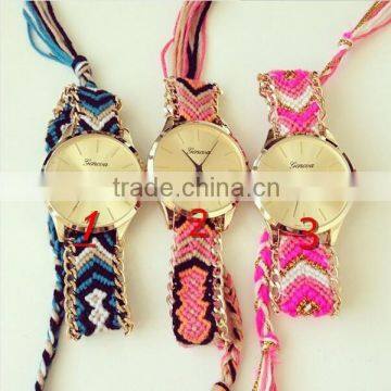 Geneva Bracelet Watch/Braided Friendship Watch/Aztec Braided Bracelet Watch