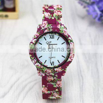 High quality Geneva flower watch vintage fashion women men unisex watch floral