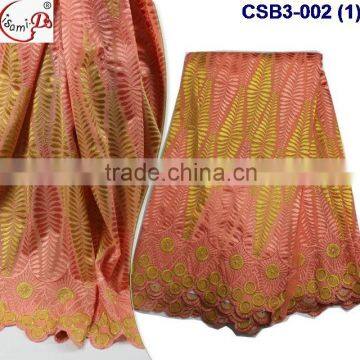 CSB3-002 Wholesale price 100% cotton swiss embroidery lace fabric,swiss viole lace for ladies