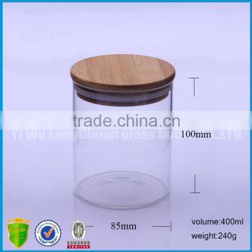 large glass storage jars with bamboo lid 400ml