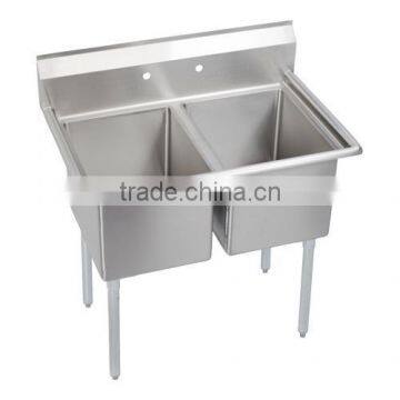 2 Two Bowl Commercial Stainless Steel Compartment Sink for Restaurant Kitchen