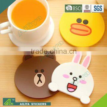 promotional advertising full color printing anti-slide custom logo round promotion cup mat pad table protector