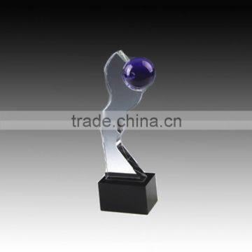 Personalization k9 optical glass blue ball engraving world globe trophies