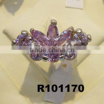 wedding 14k white gold diamond stone crown rings crown shaped