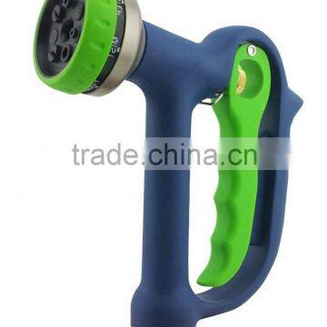 8 Patterns Front Trigger Metal Hose Nozzle Water Spray Gun