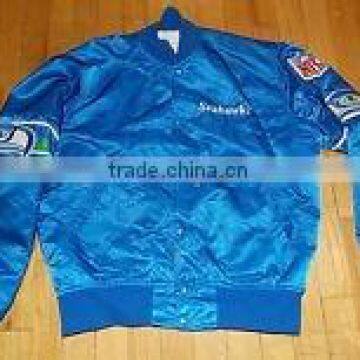 letterman blue satin custom bomber jackets