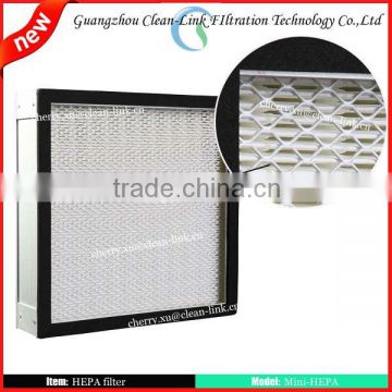 Cleanroom Mini-pleat HEPA Filter with aluminum frame