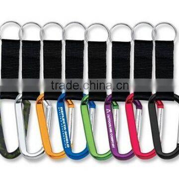 High Quality Aluminum Carabiner with lanyard and keyring