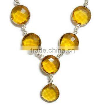 925 Sterling Silver Lemon Quartz Gemstone Necklace photo-2