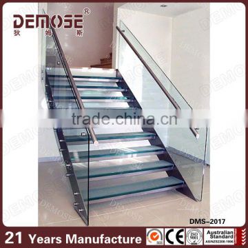 Indoor Safety Glass Straight Stairs,clear glass stairs,Glass steps stairs